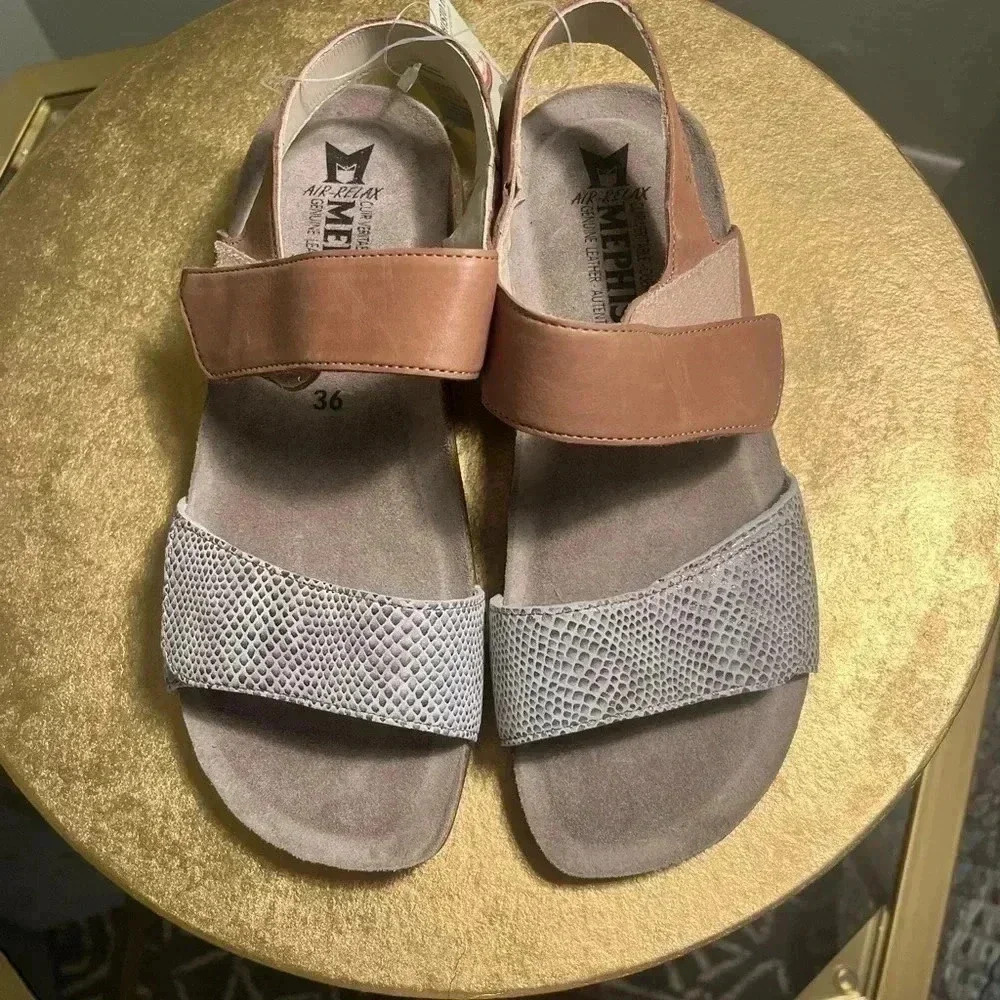 MEPHISTO AIR RELAX Brown Leather Sandal Size EU36 NWT